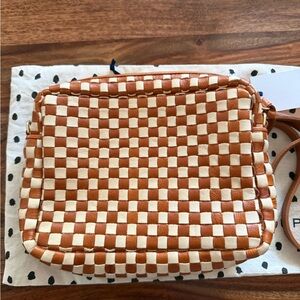 Clare V Checkered Midi Sac Tan Cream NWT